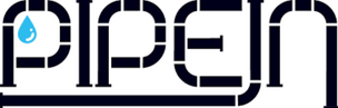 Logo Pipein con font fatto da pezzi di tubature stilizzate